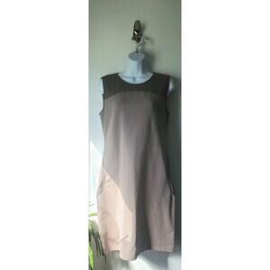209 Womens Tan French Terry Sleevless Dress Sz Small Utility Minimalist Preppy